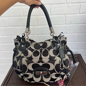 Y2K Coach Kristin Signature Print Canvas Large Shoulder Bag 🖤
